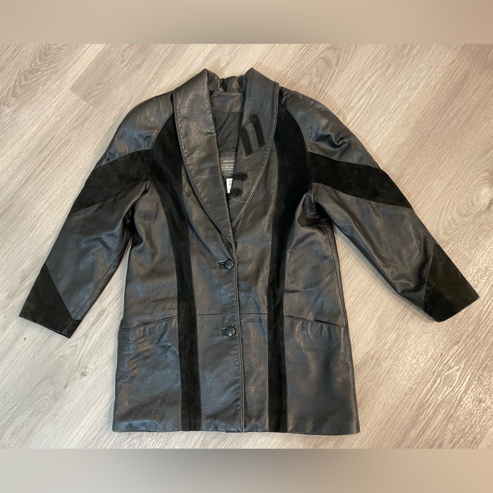 BOUTIQUE OF LEATHERS Vintage Black Aztec Design Genuine Leather Jacket. - Picture 2 of 15